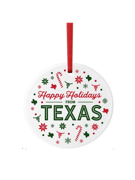 Happy Holidays from Texas Ceramic Ornament
