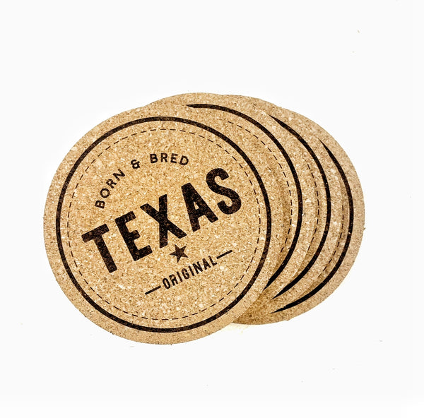 Texas Born & Bred Cork Coasters