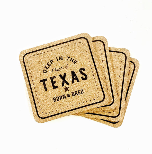 Texas Born & Bred Cork Coasters