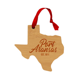 Port Aransas Wooden Ornament - Texas Shape