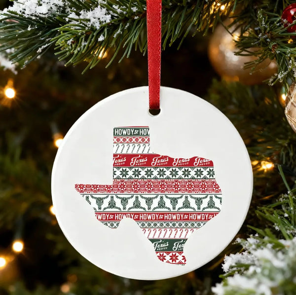 Texas Sweater Print Ceramic Ornament