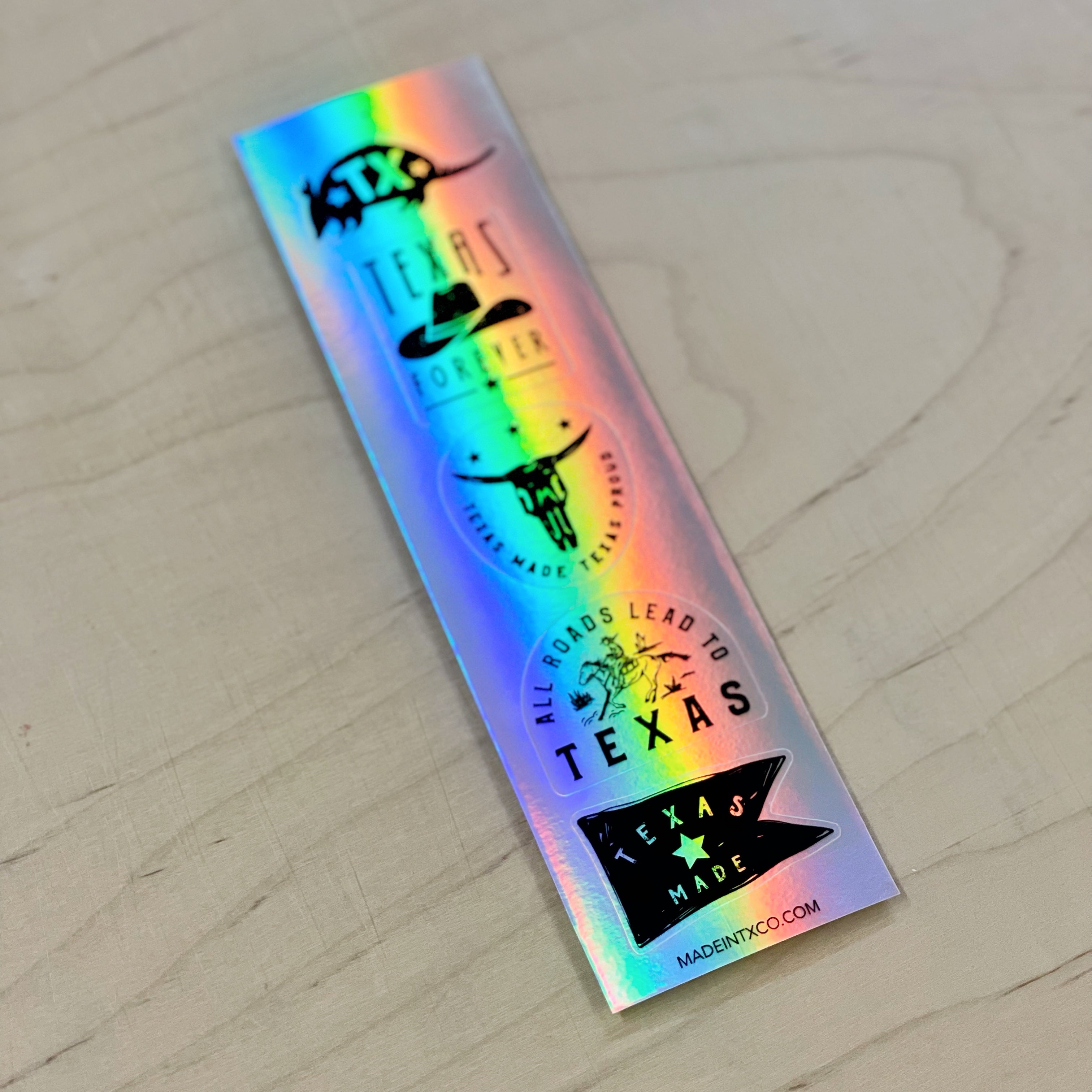 Holographic Texas Sticker Set5 Decals Made in Texas Co.