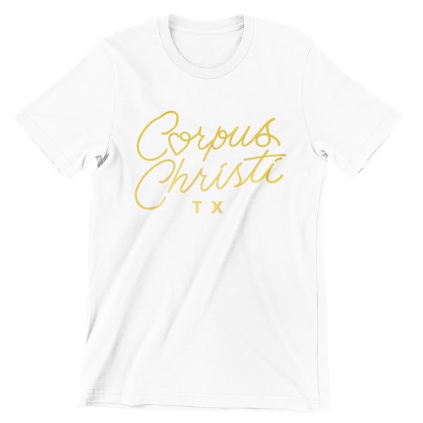 Corpus Christi Heart T-Shirt - Metallic Gold